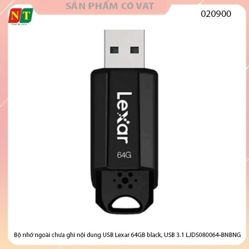 Bộ nhớ ngoài chưa ghi nội dung USB Lexar 64GB black, USB 3.1 LJDS080064-BNBNG - Hàng chính hãng - full vat
