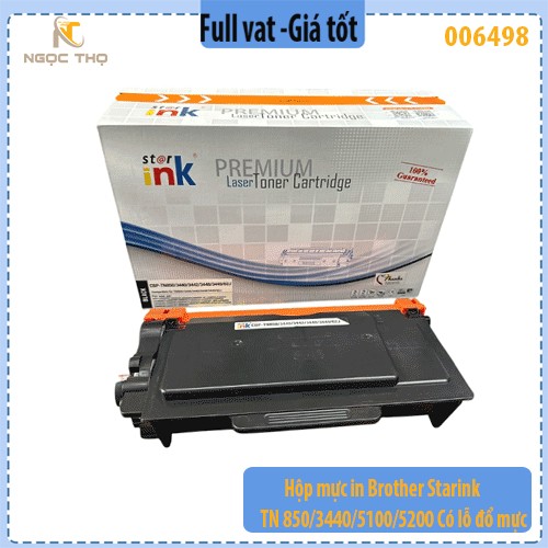 Hộp mực in Brother Starink TN 850 / 3440 / 5100 / 5200 có lỗ đổ mực - Hàng chính hiệu - full vat