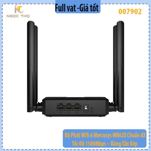Bộ Phát Wifi 6 Mercusys MR62X – Chuẩn AX – Tốc Độ 1500Mbps – Băng Tần Kép – Hàng Chính Hãng – Full VAT