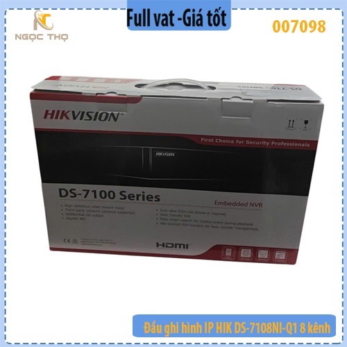 Đầu ghi hình IP HIKVISION DS-7108NI-Q1/M – NVR 8 kênh – Vỏ sắt – Hàng chính hãng – Full VAT