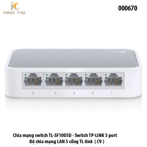 Switch TP-Link TL-SF1005D – Bộ Chia Mạng 5 Cổng 10/100Mbps – Vỏ Nhựa Nhỏ Gọn – Tiết Kiệm Điện – Hàng Chính Hãng