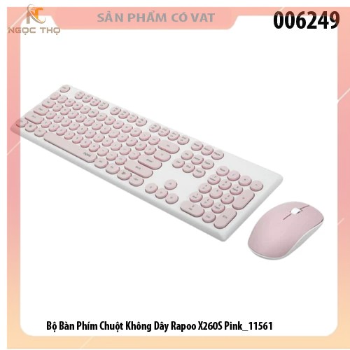 BỘ BÀN PHÍM CHUỘT KHÔNG DÂY RAPOO X260S - PINK - hàng chính hãng - full vat