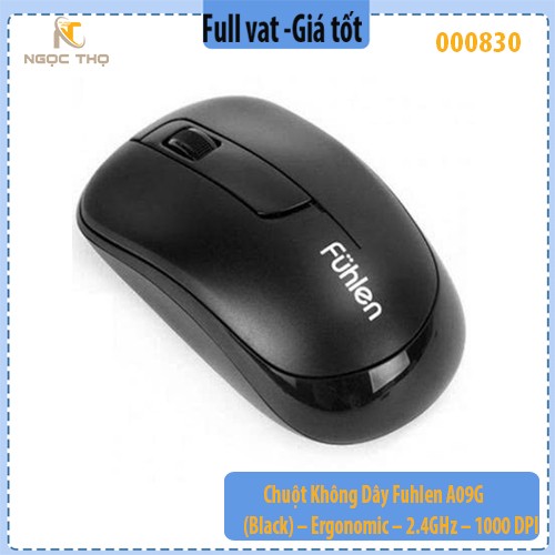 Chuột Không Dây Fuhlen A09G (Black) – Ergonomic – 2.4GHz – 1000 DPI – Chính hãng – Full VAT