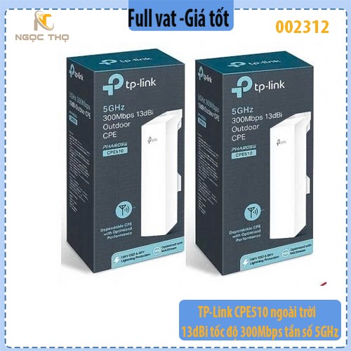 “TP-Link CPE510 | Thiết Bị Phát WiFi Ngoài Trời 13dBi – 300Mbps – 5GHz – Phù Hợp Cầu Thang Máy, Hành Lang, Camera