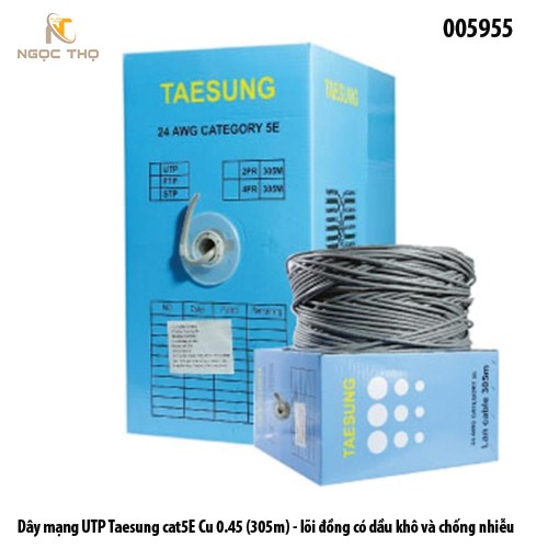 Dây mạng UTP Taesung cat5E Cu 0.45 - lõi đồng có dầu khô và chống nhiễu - full vat - không nguyên cuộn -giá tính theo m