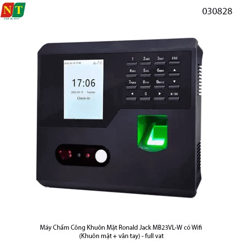 Máy Chấm Công Khuôn Mặt Ronald Jack MB23VL-W – Nhận Diện Khuôn Mặt & Vân Tay – Hỗ Trợ Wifi  (Hỗ trợ cài đặt ultraview)
