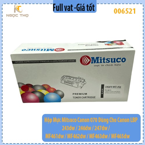 Hộp Mực Mitsuco Canon 070 – Dùng Cho Canon LBP 243dw / 246dw / 247dw / MF461dw / MF462dw / MF463dw / MF465dw – Không Chi