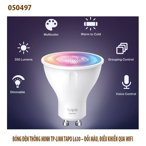 Bóng đèn thông mình TP-Link Tapo L630 GU10 – Đổi 16 triệu màu | Wi-Fi 2.4GHz | Điều khiển app | BH 24T – Full vat