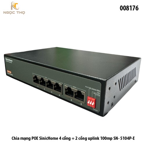 Switch PoE SinicHome SN-5104P-E – Chia mạng poe - 4 cổng PoE + 2 uplink | 10/100Mbps – Chính hãng – Full VAT