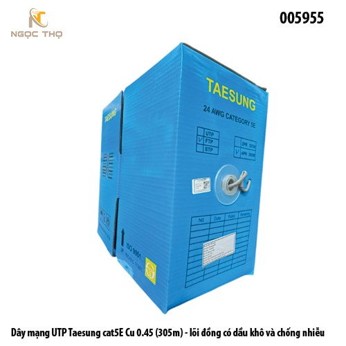 Dây mạng UTP Taesung cat5E Cu 0.45 - lõi đồng có dầu khô và chống nhiễu - full vat - không nguyên cuộn -giá tính theo m