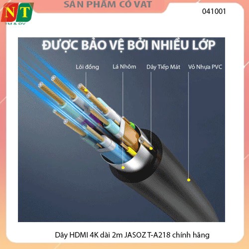 Dây HDMI 4K dài 2m JASOZ T-A218 - Hàng chính hiệu - full vat