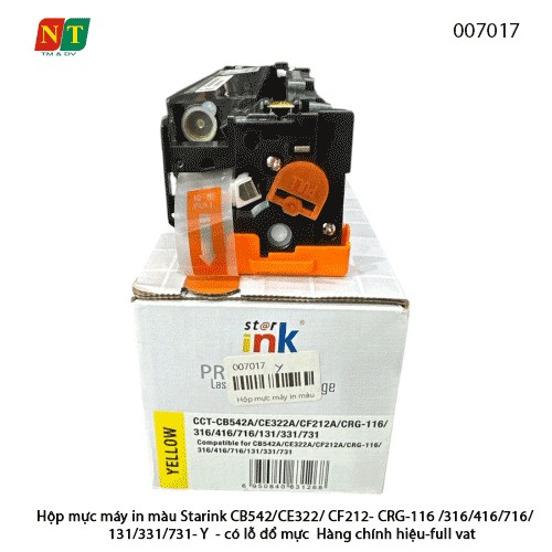 Hộp mực màu Starink Y (Vàng) – CB542A / CE322A / CF212A – Tương thích CRG-116/316/416/716/131/331/731- Hàng chính hiệu