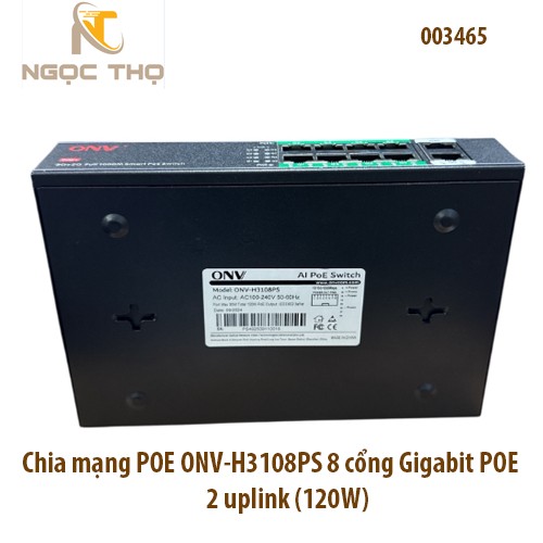 Chia mạng PoE ONV H3108PS – Switch Poe 8 PoE Gigabit + 2 Uplink Gigabit - 120W - Vỏ kim loại – Chính hãng – Full VAT