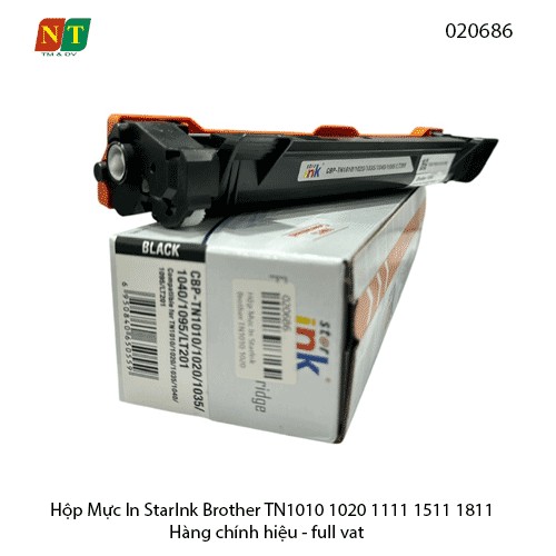 Hộp Mực In StarInk Brother TN1010 / 1020 / 1035 / 1040 / 1095 / LT201 – Chính Hiệu – Có Lỗ Đổ Mực – Full VAT