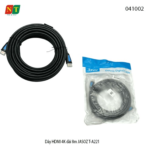 Dây HDMI 4K Dài 8m JASOZ T-A221 – Chính Hãng, Full VAT | Hình Ảnh Sắc Nét 4K@60Hz, Truyền Dẫn Ổn Định