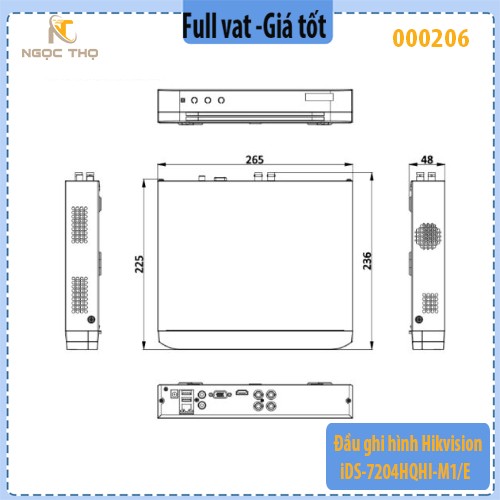 Đầu ghi hình HIKVISION iDS-7204HQHI-M1/E – 4 kênh AI thông minh – Hàng chính hãng, Full VAT