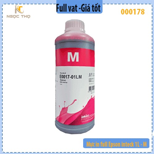 Mực in full InTeck 1L – Màu đỏ - M - dùng cho máy in phun Epson - Chính hiệu - Full vat