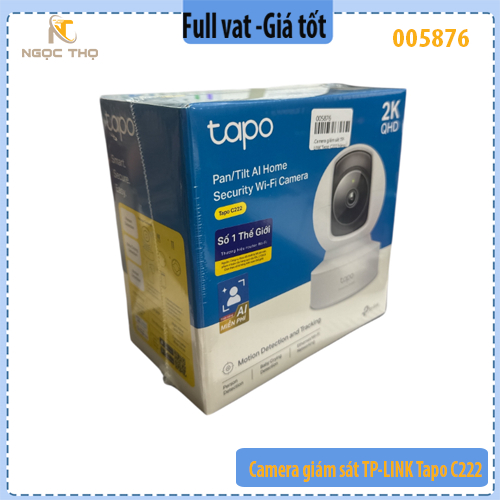 Camera Wi‑Fi TP‑Link Tapo C222 – 2K QHD 4MP – Quay 360° – Hồng ngoại nâng cao – Đàm thoại 2 chiều – MicroSD 512GB