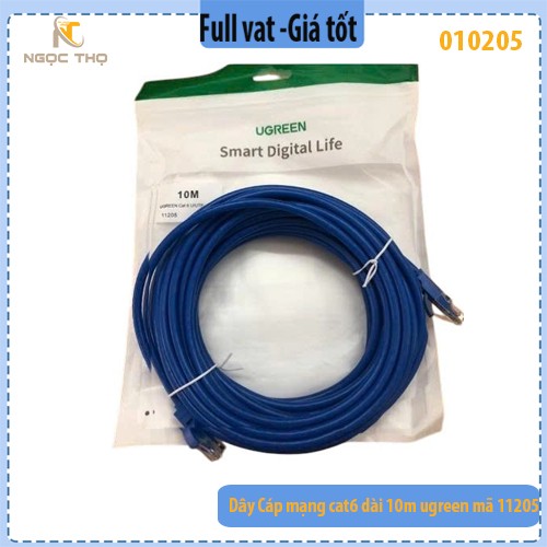 Dây cáp mạng Cat6 UGREEN 11205 dài 10m – Màu xanh dương – Chính hãng – Full VAT