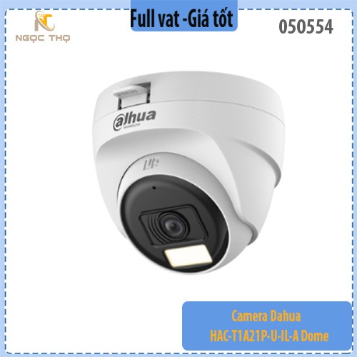 Camera Dome Dahua HAC-T1A21P-U-IL-A 2MP – Có Mic Thu Âm – Hồng Ngoại & LED Ánh Sáng Trắng – Hàng Chính Hãng – Full VAT