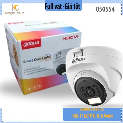 Camera Dome Dahua HAC-T1A21P-U-IL-A 2MP – Có Mic Thu Âm – Hồng Ngoại & LED Ánh Sáng Trắng – Hàng Chính Hãng – Full VAT