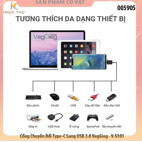 Cổng Chuyển Đổi Type-C Sang USB 3.0 VegGieg - V-S101