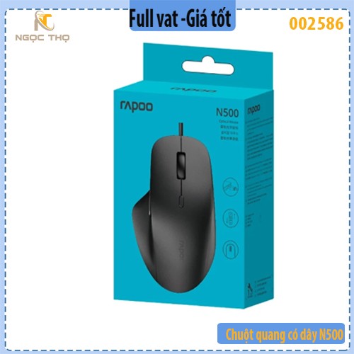 Chuột quang có dây N500 – Công thái học cho tay lớn – 4 mức DPI – Nút tiến / lùi tiện dụng - chính hãng - full vat