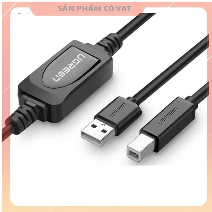 Cáp máy in USB 10m Ugreen 10374 có IC khuếch đại chính hãng