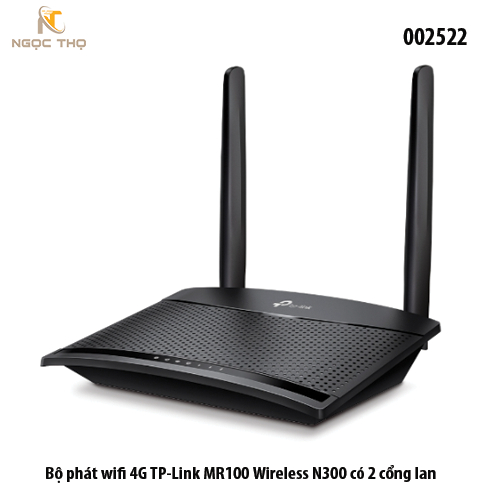 Bộ Phát WiFi 4G LTE TP-Link TL-MR100 – Router WiFi 300Mbps – Khe Cắm SIM 3G/4G – 2 Ăng-ten Ngoài – Hỗ Trợ 32 Thiết Bị