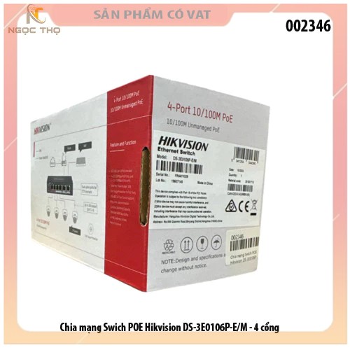 Switch mạng 4 cổng POE HIKVISION DS-3E0106P-E/M - Hàng Chính Hãng - full vat
