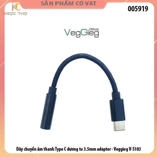 Dây chuyển âm thanh Type C dương to 3.5mm adapter - Veggieg V-S103 - FULL Vat