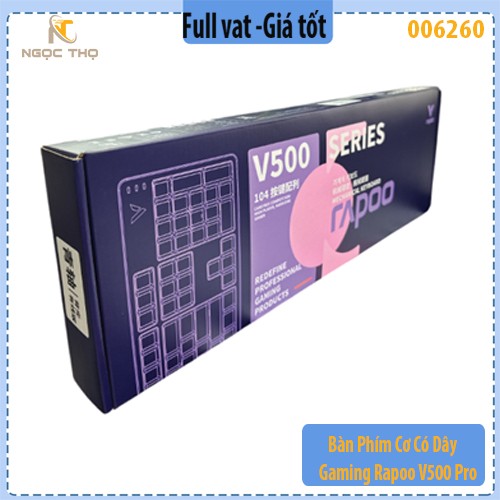 Bàn Phím Cơ Có Dây Gaming Rapoo V500 Pro V2 – Black – Blue Switch – Fullsize 104 Phím – Hàng Chính Hãng - full vat