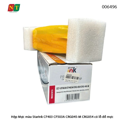 Hộp mực màu Starink CF403A / CF503A / CRG-045M / CRG-054M – Magenta – Chip 202A – Có lỗ đổ mực – Full VAT
