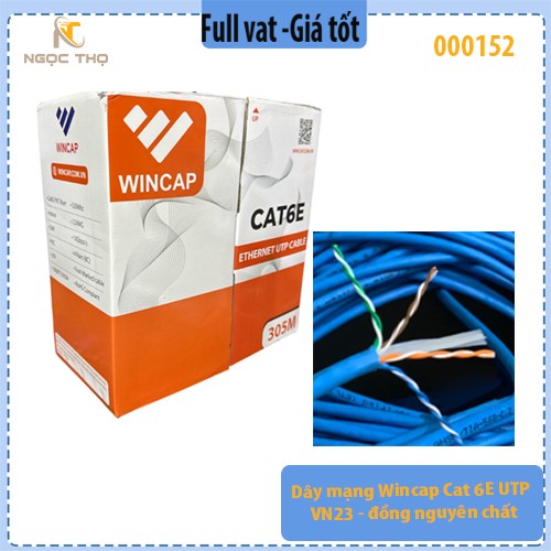 Dây Mạng Wincap Cat 6E UTP VN23 – Đồng Nguyên Chất – 305M – Màu Xanh – Chính Hãng - ( giá tính theo cuộn = 305m