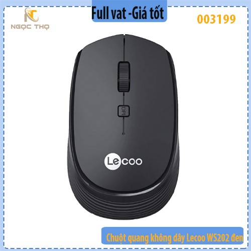 Chuột quang không dây Lecoo WS202 Đen – 800/1000/1200 DPI – Nhỏ gọn – Hàng chính hãng – Full VAT