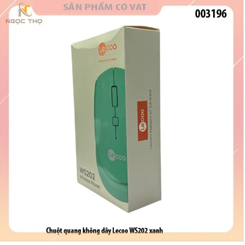 Chuột quang không dây Lecoo WS202 xanh - hàng chính hãng - full vat