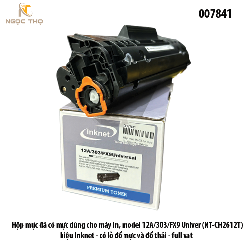 Hộp Mực Inknet 12A – Model 12A / 303 / FX9 – Dùng Cho HP 1010 / 1012 – Có Lỗ Đổ Mực & Xả Thải – Chính Hiệu – Full VAT