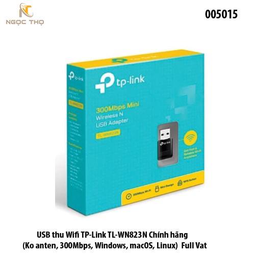USB Thu WiFi TP-Link TL-WN823N – 823N - Chuẩn N 300Mbps – Mini Nhỏ Gọn – Không Ăng-ten – Hỗ Trợ Windows/macOS/Linux