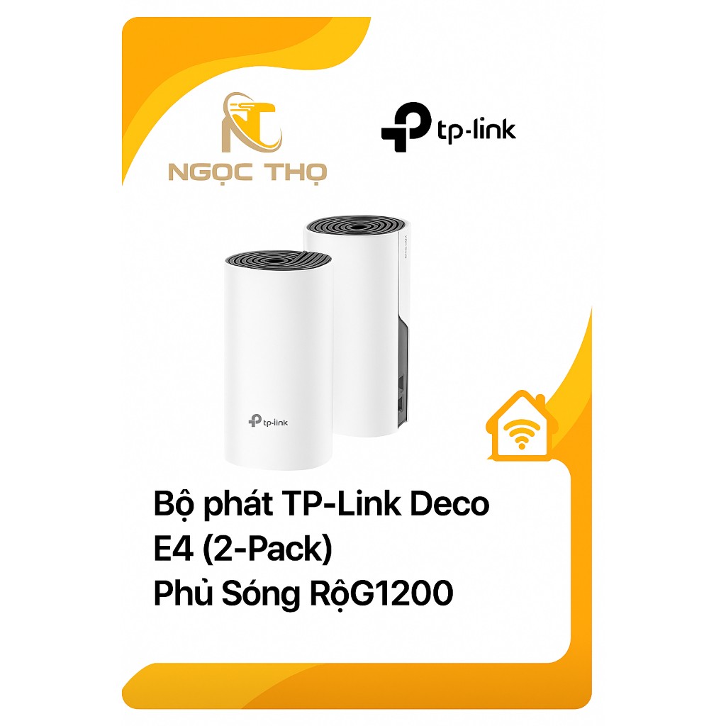 Bộ phát Wi-Fi Mesh TP-Link Deco E4 (2-Pack) – chuẩn AC1200Mbps – phủ sóng 280–300m² – hỗ trợ 50 thiết bị – chính hãng