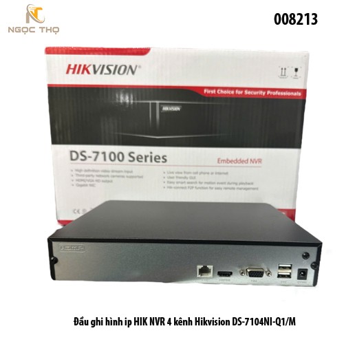 Đầu ghi hình IP Hikvision DS-7104NI-Q1/M – NVR 4 kênh 4MP – H.265+ – HDMI/VGA – Chính hãng – Full VAT – BH 24T