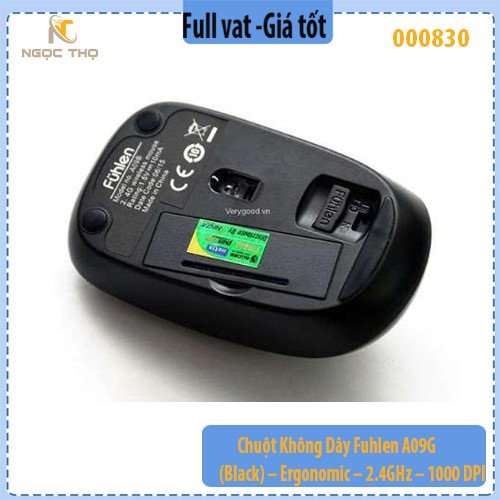 Chuột Không Dây Fuhlen A09G (Black) – Ergonomic – 2.4GHz – 1000 DPI – Chính hãng – Full VAT
