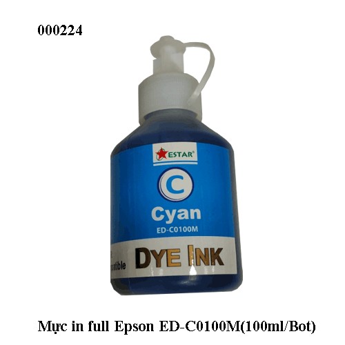 Mực nước in full Estar ED-LC100ML (100ml/chai) – Dùng cho máy in phun Epson – Màu xanh dương (Cyan – C) – full vat
