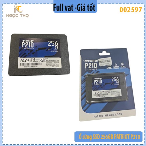 Ổ cứng SSD 256GB PATRIOT P210 2.5" SATA3 – Chính hiệu – Full VAT