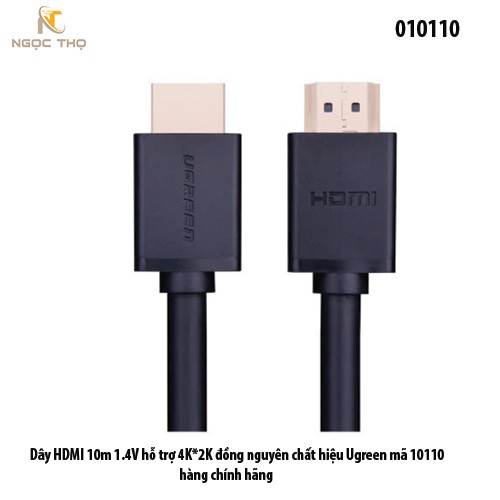 Dây HDMI 10m 1.4V Ugreen 10110 – Hỗ Trợ 4K*2K – Đồng Nguyên Chất – Hàng Chính Hãng – Full VAT