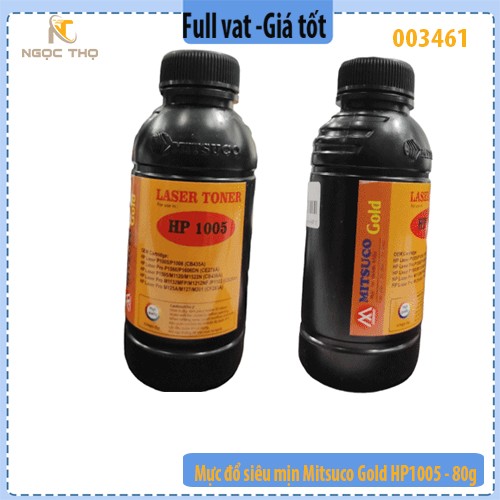 Combo 10 lọ mực đổ siêu mịn HP 1005 Mitsuco Gold 80g – Tặng 1 nắp đổ mực – Full VAT