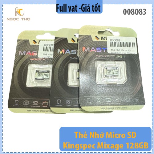 Thẻ nhớ Kingspec Mixage 128GB MicroSD – Tốc độ đọc 100MB/s, ghi 40MB/s* – Chính hãng – BH 36 tháng
