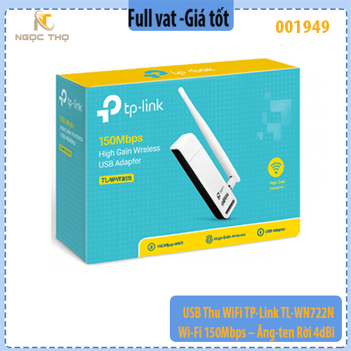 USB Thu WiFi TP-Link TL- WN722N – Wi-Fi 150Mbps – Ăng-ten Rời 4dBi – Hàng Chính Hãng – Full VAT – Bảo Hành 24 Tháng