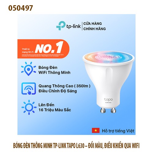 Bóng đèn thông mình TP-Link Tapo L630 GU10 – Đổi 16 triệu màu | Wi-Fi 2.4GHz | Điều khiển app | BH 24T – Full vat