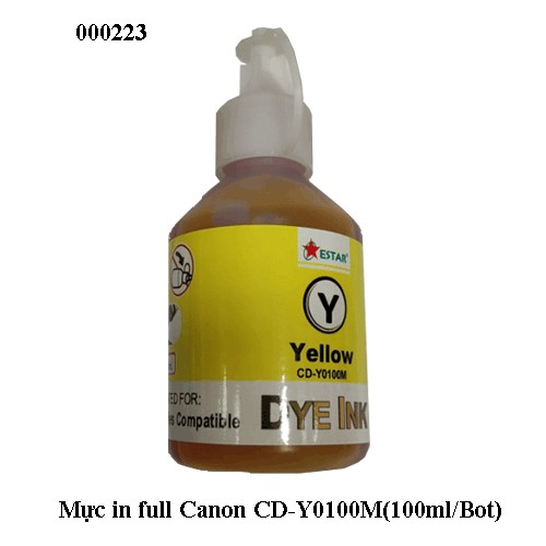 Mực in Estar CD-Y0100Y (100ml/bot) – Mực in phun màu vàng (Yellow – Y) dùng cho máy in Canon PIXMA, HP Officejet