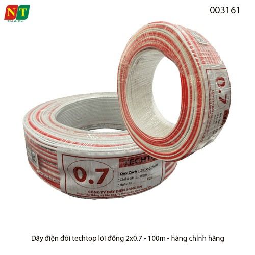 Dây Điện Đôi Mềm Techtop 2 x 0,7mm² – Lõi Đồng Nguyên Chất – Vỏ PVC Cháy chậm – Full VAT ( tính giá theo m )